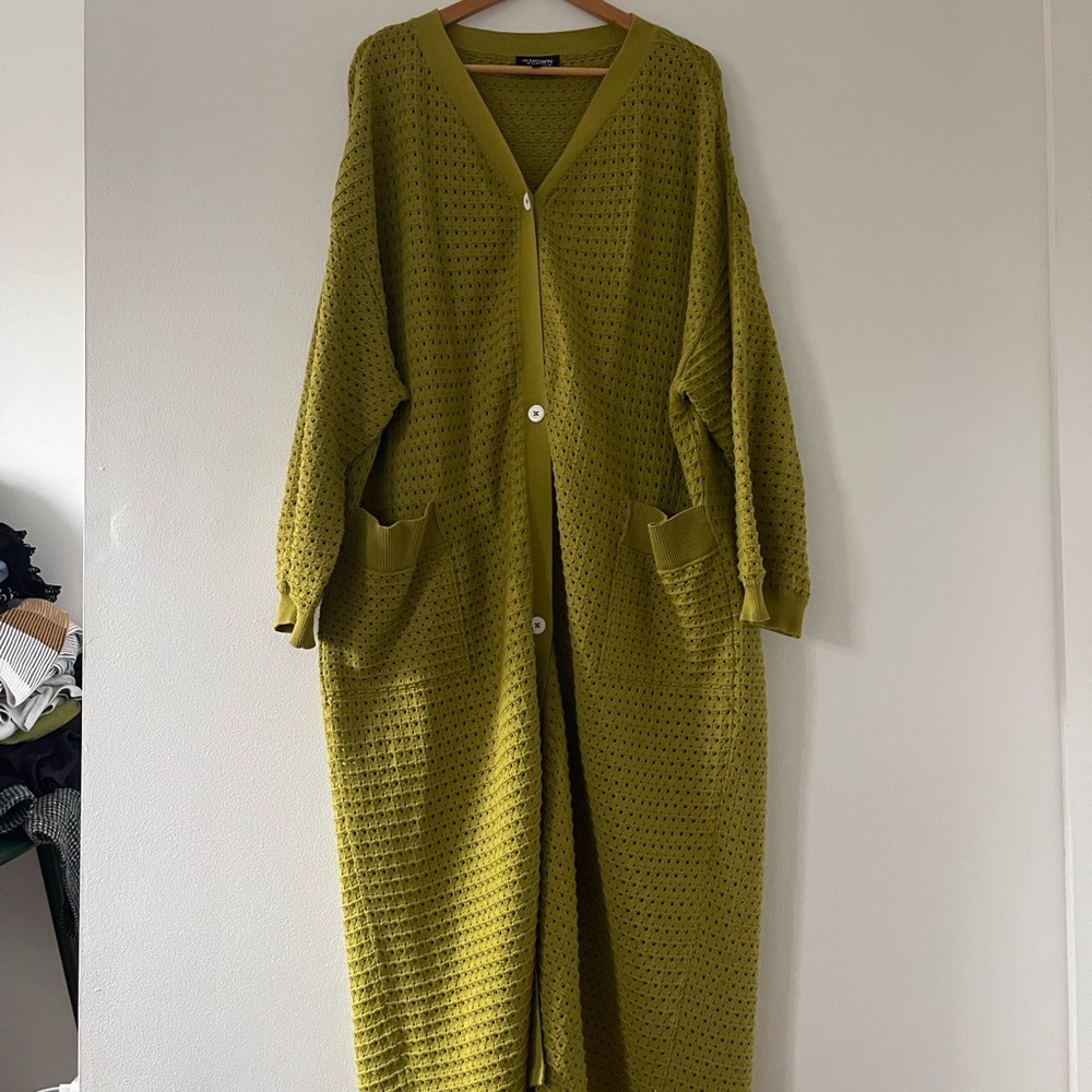 Known Supply Size L/XL Olive Knit Cardigan/Duster